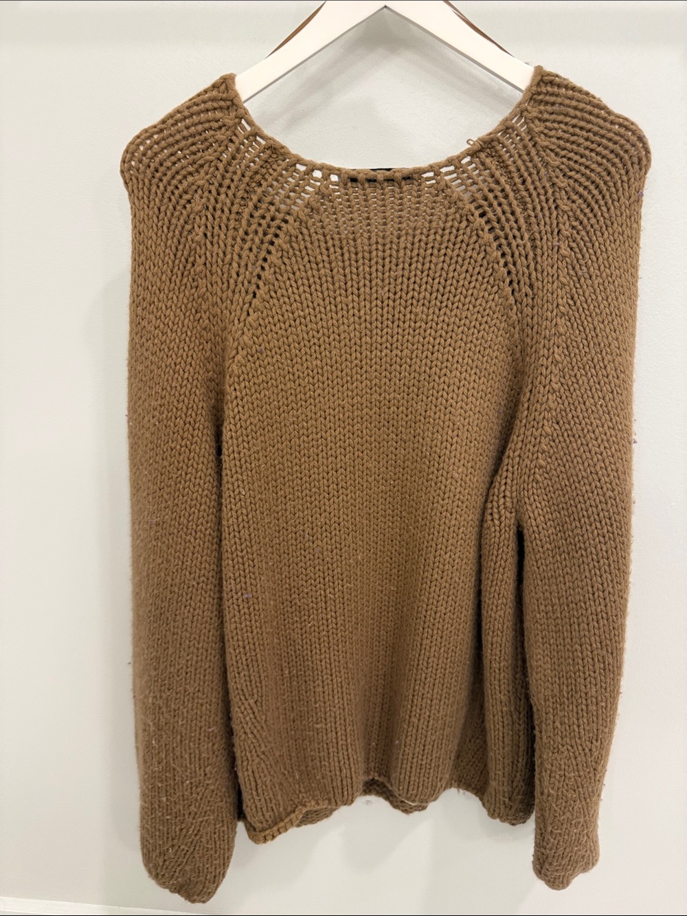 Zara Chunky Crewneck Sweater in Camel Brown - Picture 6 of 8